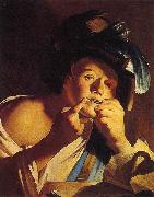 Dirck van Baburen Man Playing a Jew s Harp oil painting
